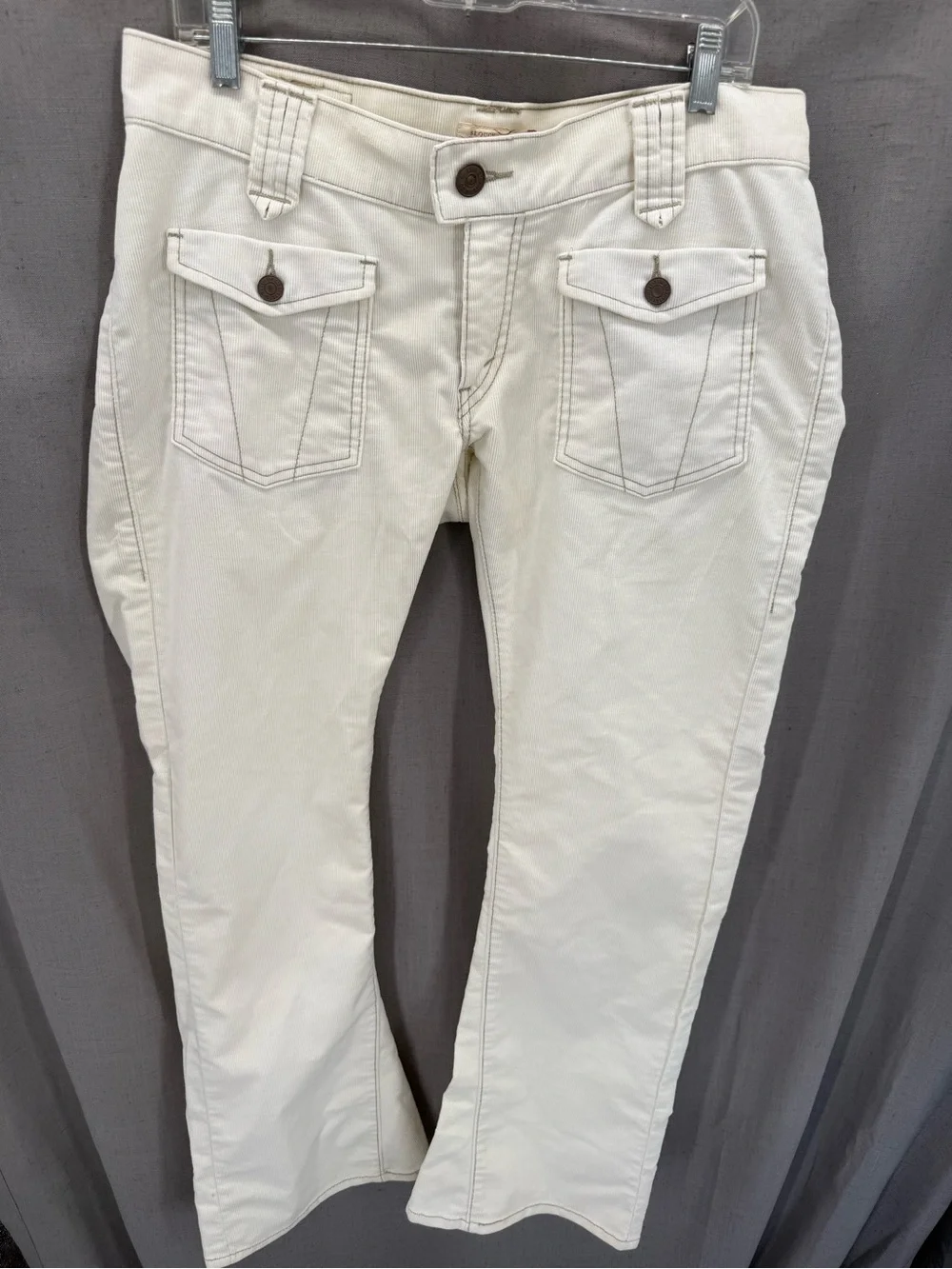 Levi’s Vintage Y2K 504 Slouch Flare White Corduroy Low Rise Jeans 13M